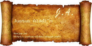 Justus Aldán névjegykártya